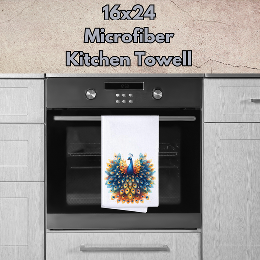 Peacock Bloom Microfiber Kitchen Towel
