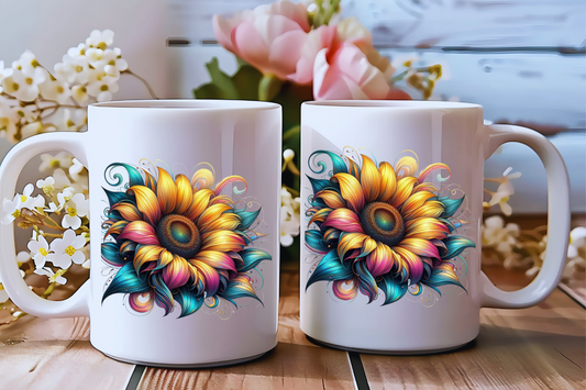 BloomBurst Sunflower Mug Set – Colorful Floral Delight