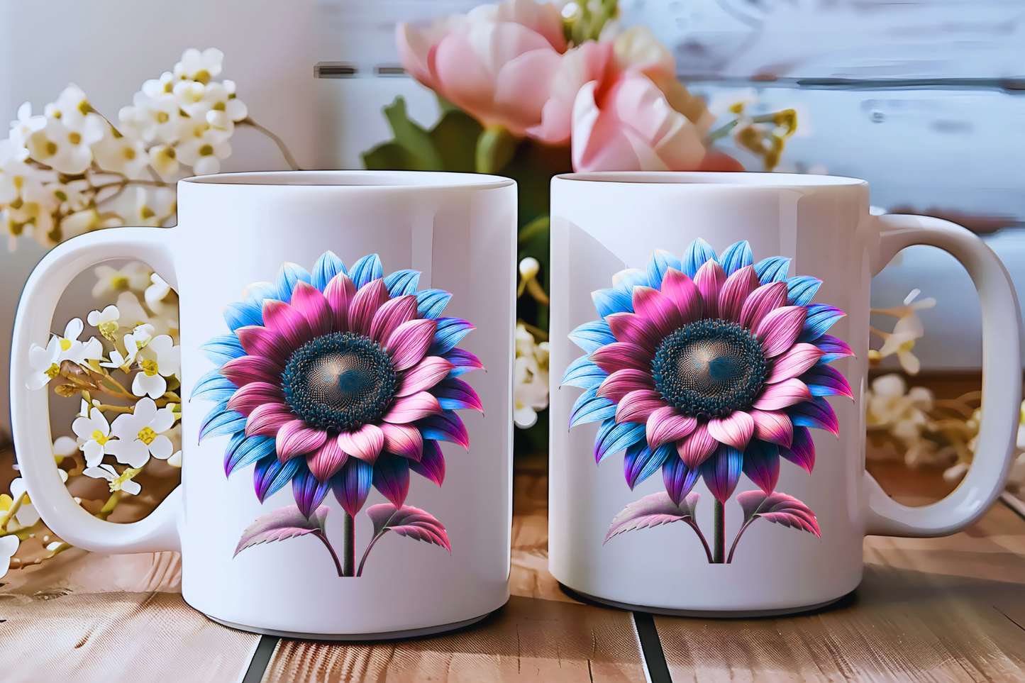 Mystic Bloom Mug Collection – Vibrant Galaxy Sunflowers