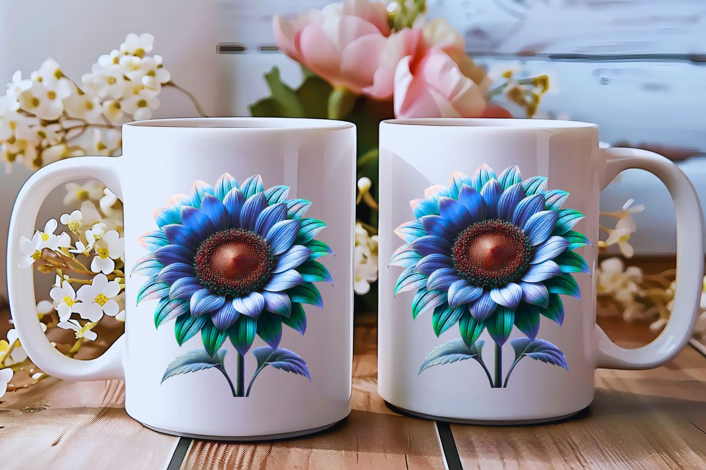 Mystic Bloom Mug Collection – Vibrant Galaxy Sunflowers