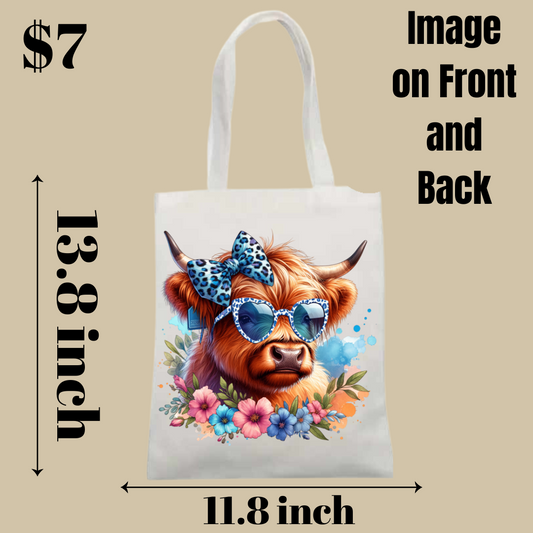Highland Cow Tote Bag Collection - Image on Front and Back