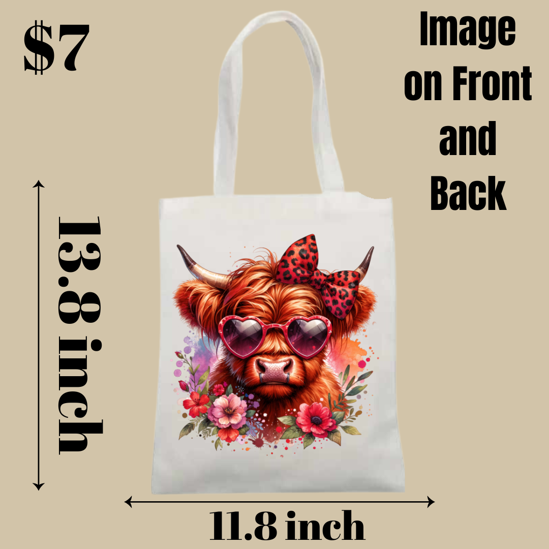 Highland Cow Tote Bag Collection - Image on Front and Back