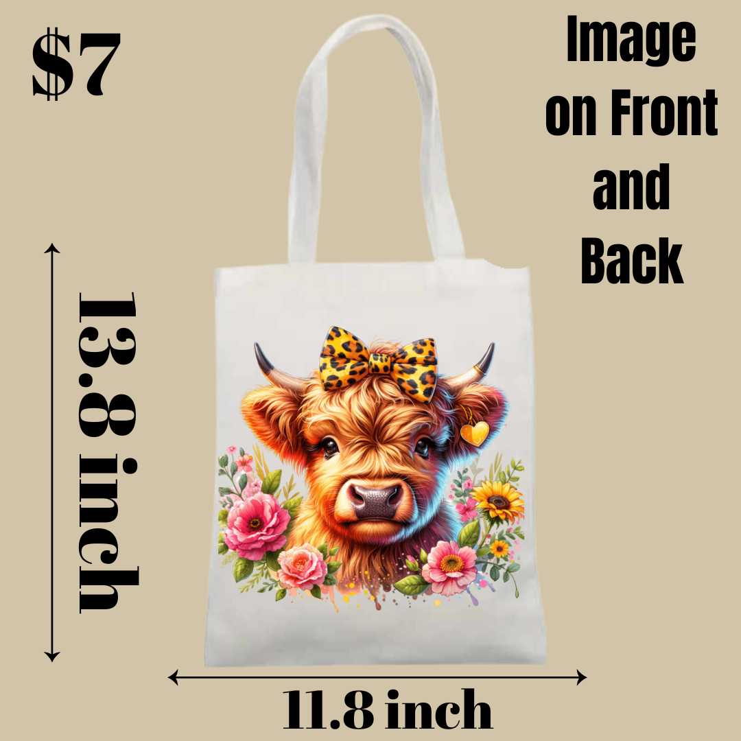 Highland Cow Tote Bag Collection - Image on Front and Back