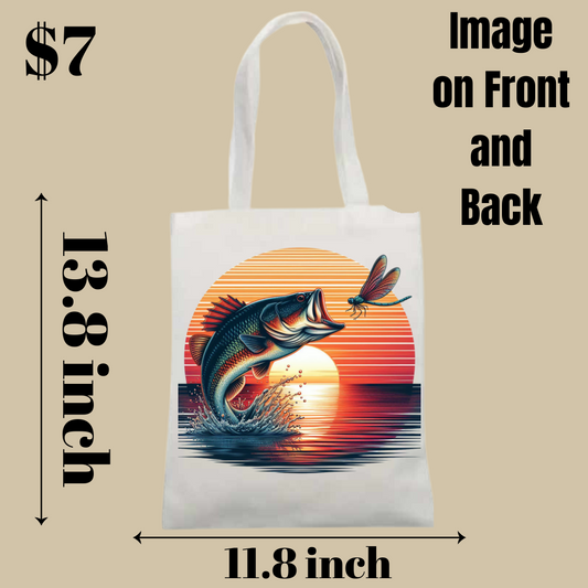 Fishing Sunset Tote Bag - Image on Front and Back