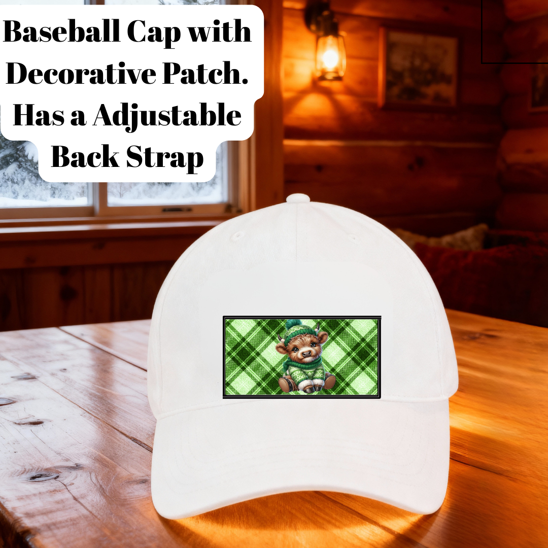 Highland Cow Plaid Patch Baseball Cap – Cozy Country Style Adjustable Hat
