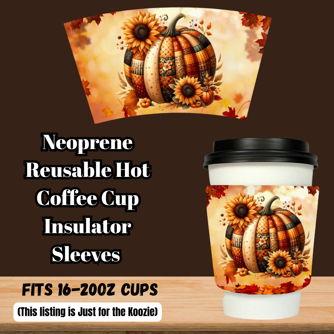 Autumn Harvest Coffee Cup Koozie Collection – Neoprene Reusable Sleeves (16–20oz Cups)