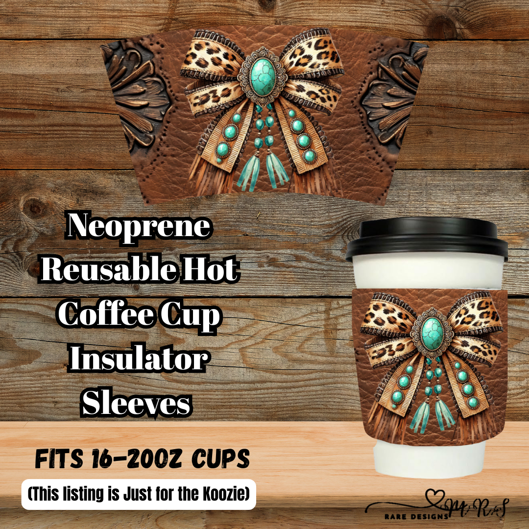 Western Bow Neoprene Coffee Cup Sleeve — Fits 16–20oz (Sleeve Only)