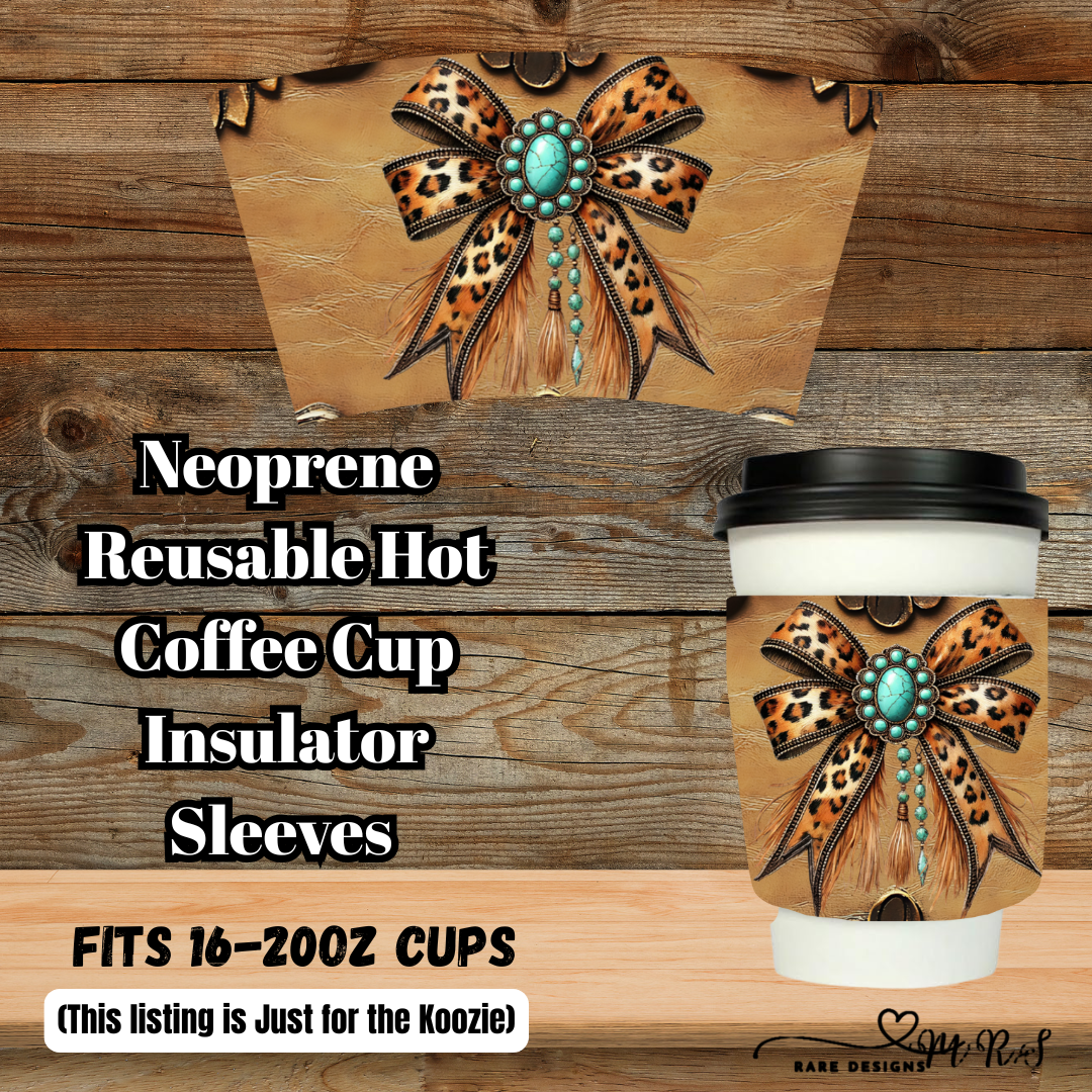 Western Bow Neoprene Coffee Cup Sleeve — Fits 16–20oz (Sleeve Only)