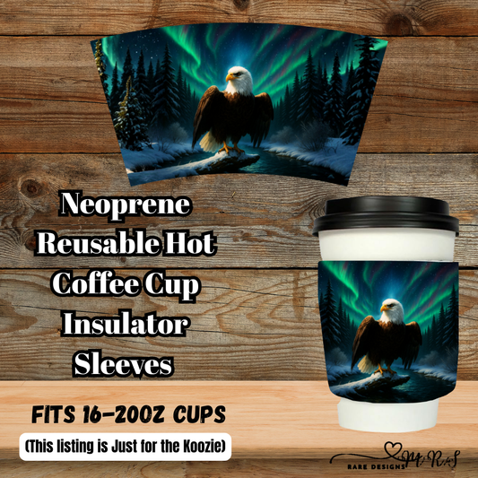 Aurora Eagle Neoprene Coffee Cup Sleeve — Fits 16–20oz (Sleeve Only)