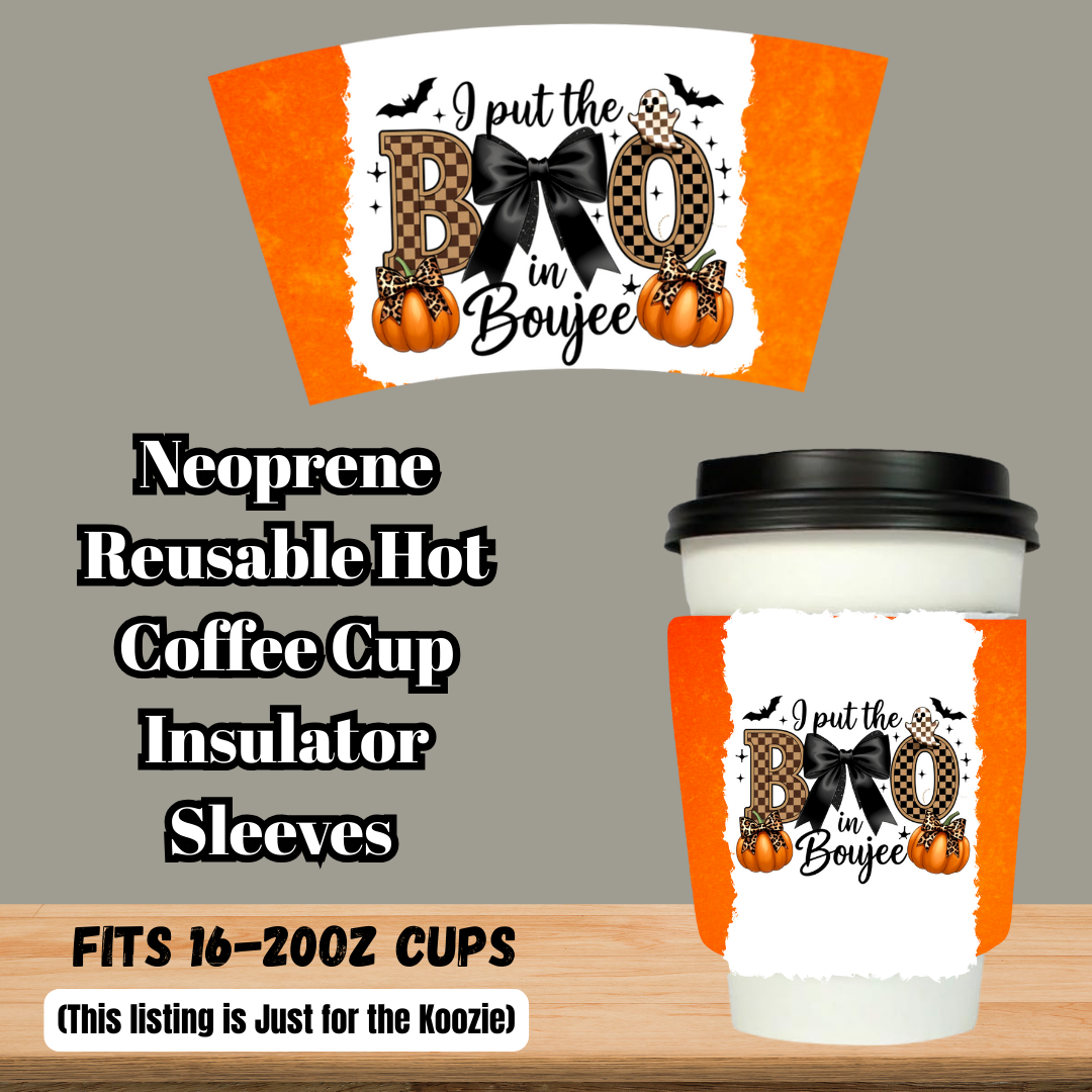 Boujee BOO Neoprene Reusable Coffee Cup Sleeves