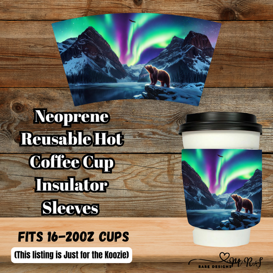 Aurora Ridge Bear Neoprene Coffee Cup Sleeve — Fits 16–20oz (Sleeve Only)
