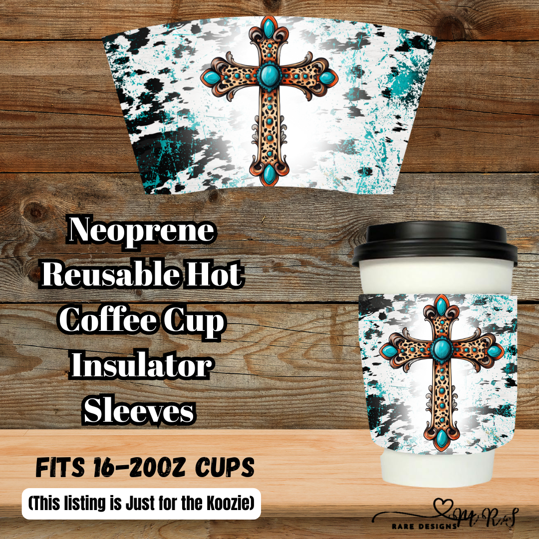 Cross & Sunflower Coffee Sleeve Collection – Neoprene Reusable 16–20oz (Sleeve Only)