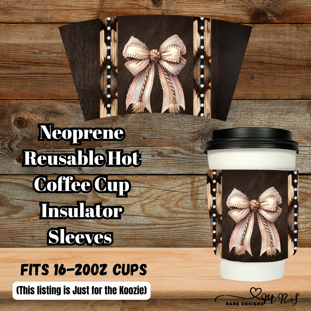 Western Bow Neoprene Coffee Cup Sleeve — Fits 16–20oz (Sleeve Only)