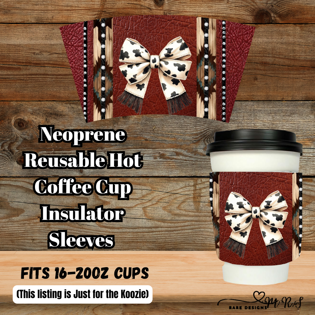 Western Bow Neoprene Coffee Cup Sleeve — Fits 16–20oz (Sleeve Only)