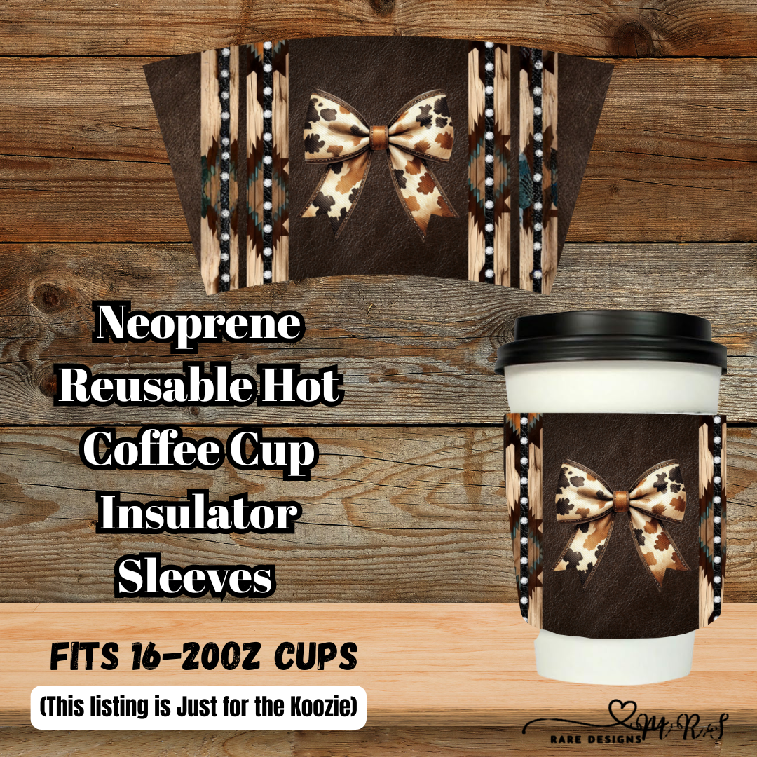 Western Bow Neoprene Coffee Cup Sleeve — Fits 16–20oz (Sleeve Only)