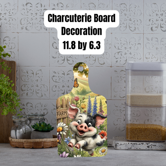 Happy Farm Piglet Kitchen Gift Set – Pocket Oven Mitt with Cookie Mix + Decorative Charcuterie Board