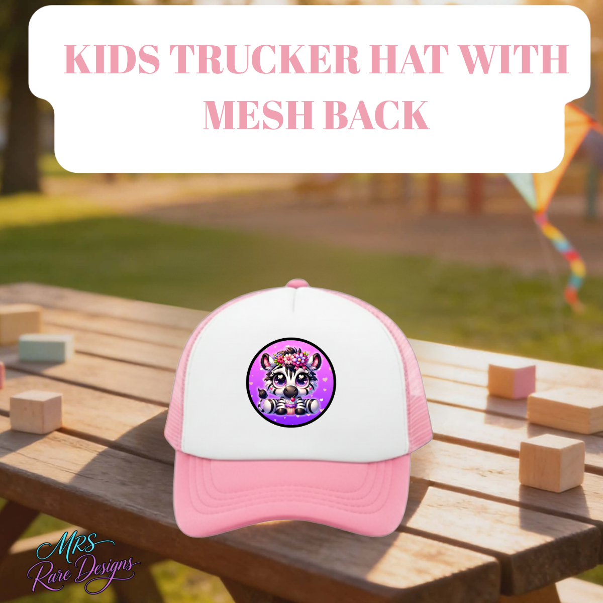 Cute Zebra Kids Trucker Hat Collection – Breathable Mesh Back Snapback (Multi-Color Set)