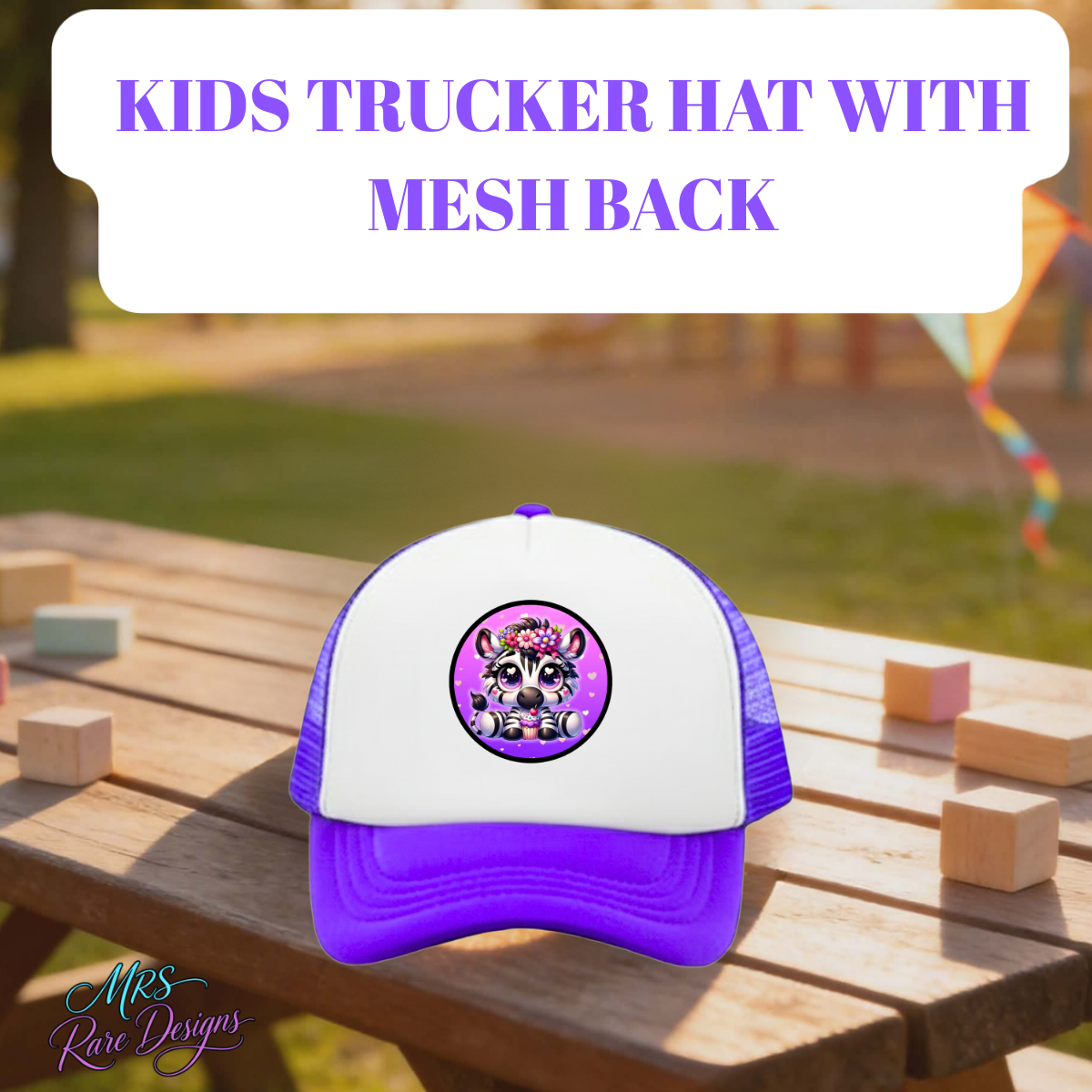 Cute Zebra Kids Trucker Hat Collection – Breathable Mesh Back Snapback (Multi-Color Set)