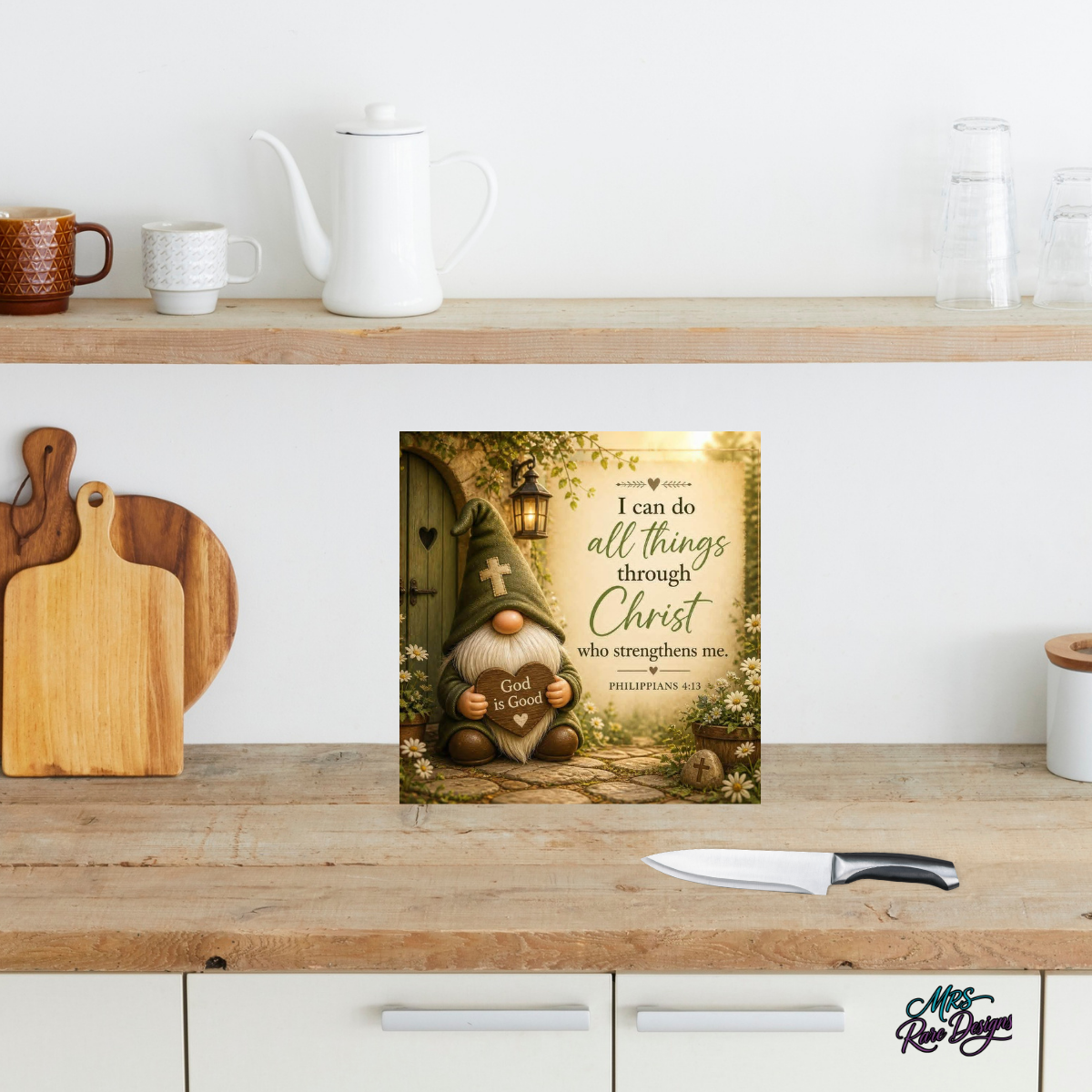 Faithful Friend" 9" Glass Cutting Board — Gnome & Scripture Kitchen Décor
