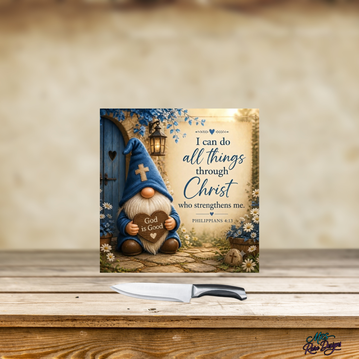 Denim Devotion" 9" Glass Cutting Board — Gnome & Scripture Kitchen Décor