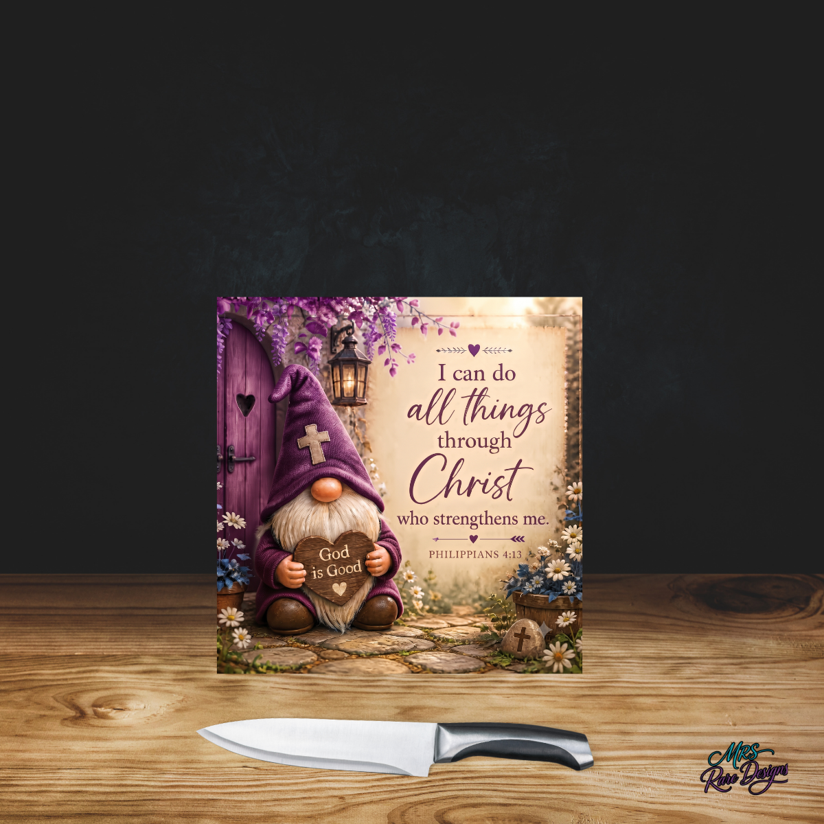 Royal Faith" 9" Glass Cutting Board — Gnome & Scripture Kitchen Décor