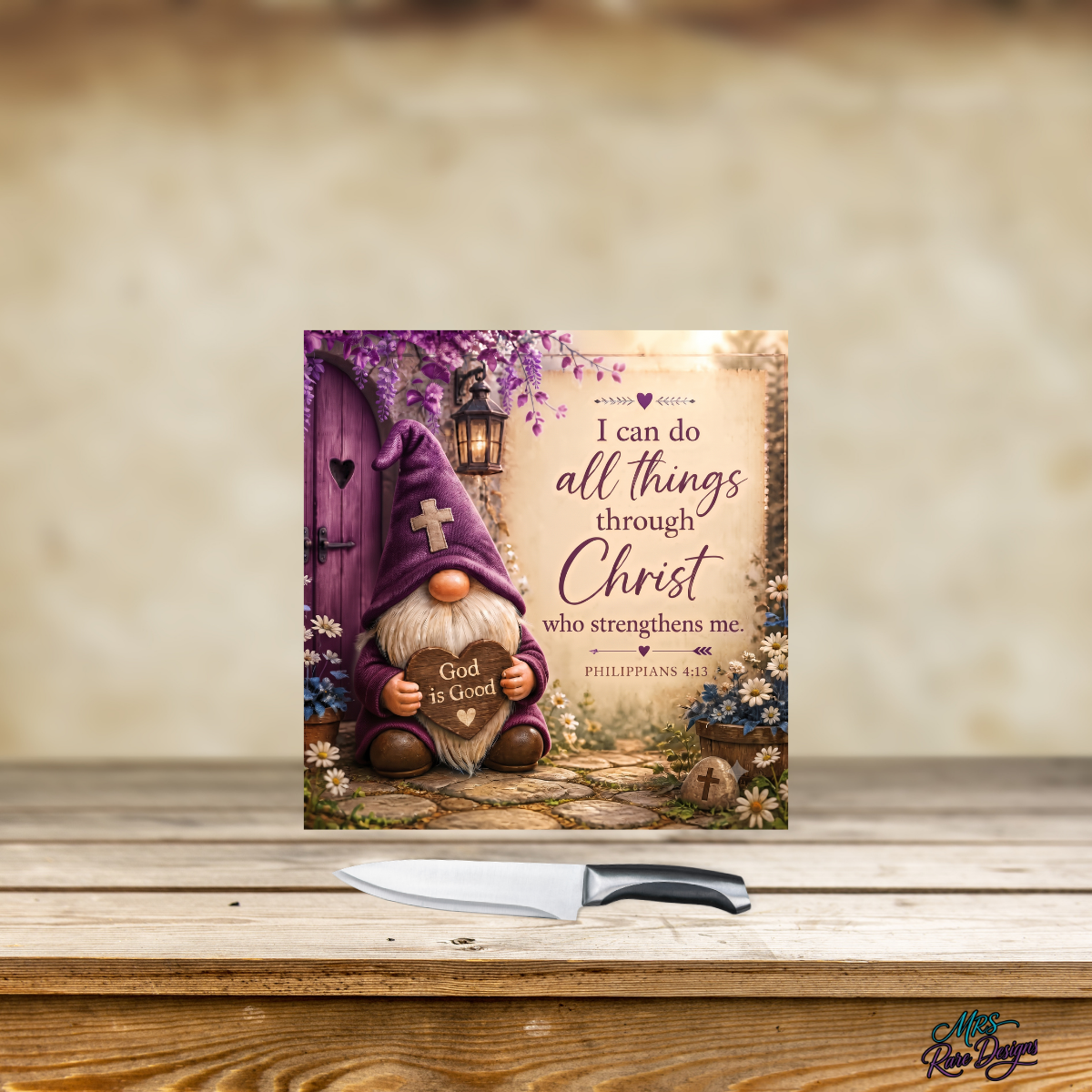 Royal Faith" 9" Glass Cutting Board — Gnome & Scripture Kitchen Décor