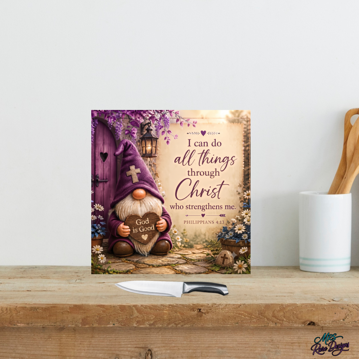 Royal Faith" 9" Glass Cutting Board — Gnome & Scripture Kitchen Décor