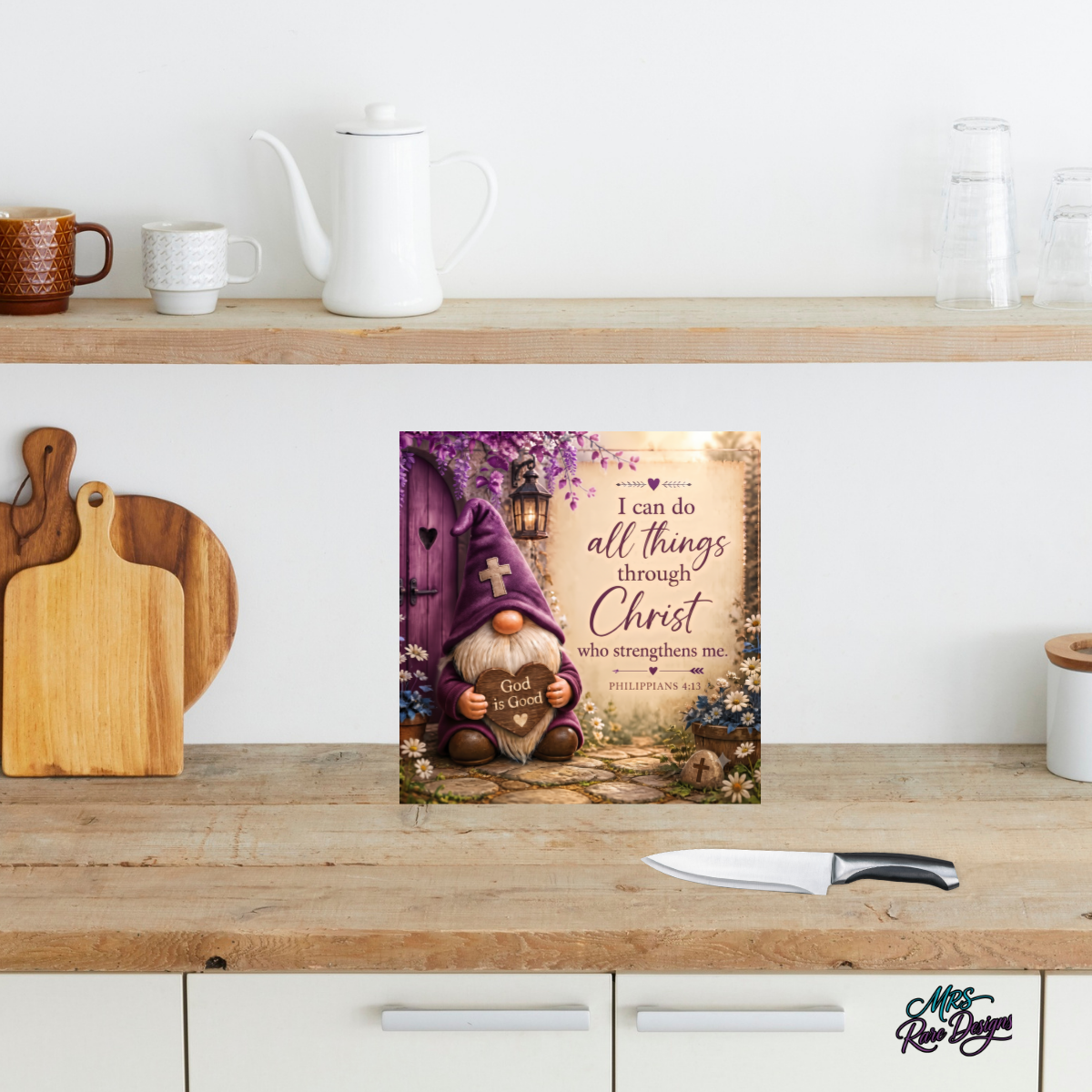 Royal Faith" 9" Glass Cutting Board — Gnome & Scripture Kitchen Décor