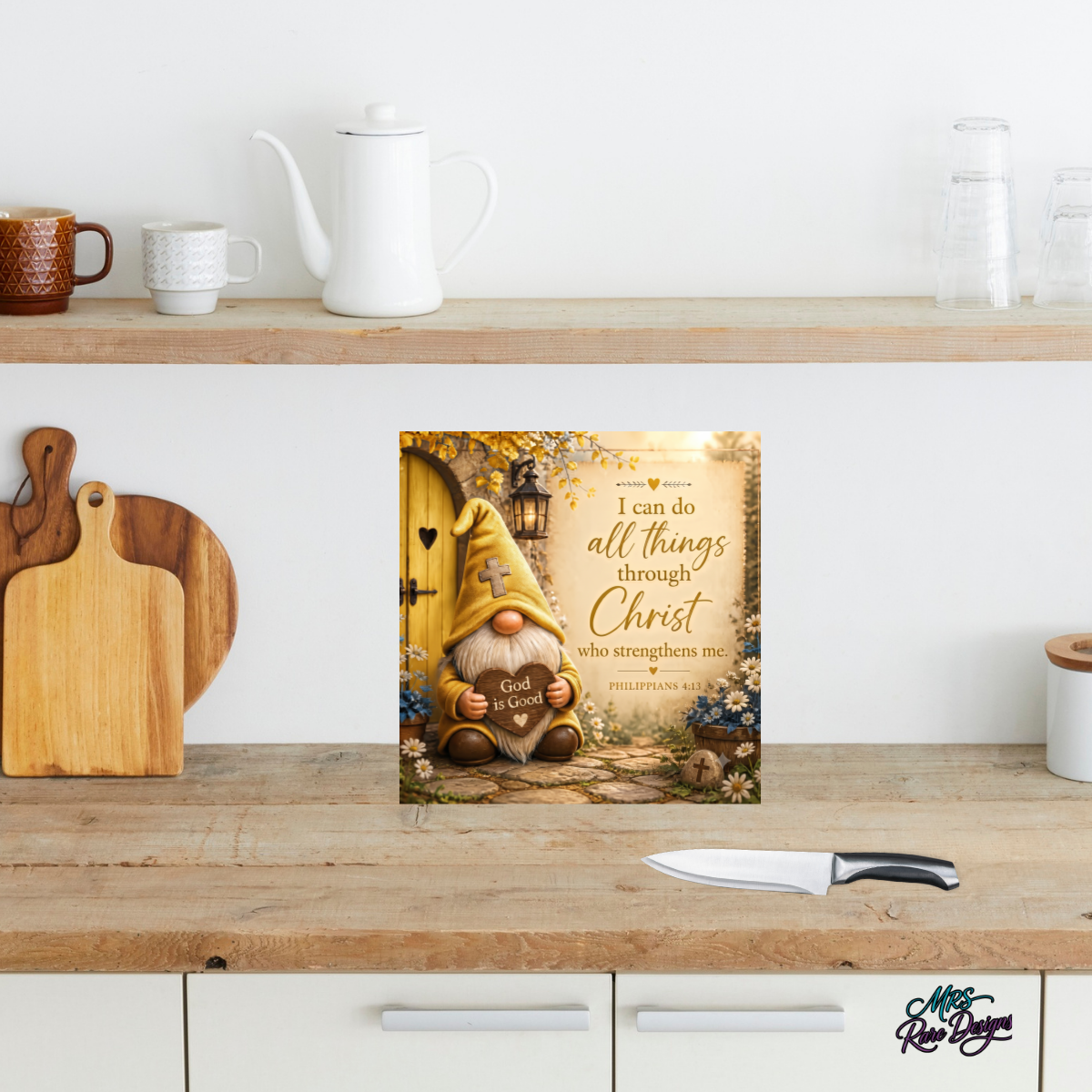 Golden Grace" 9" Glass Cutting Board — Gnome & Scripture Kitchen Décor