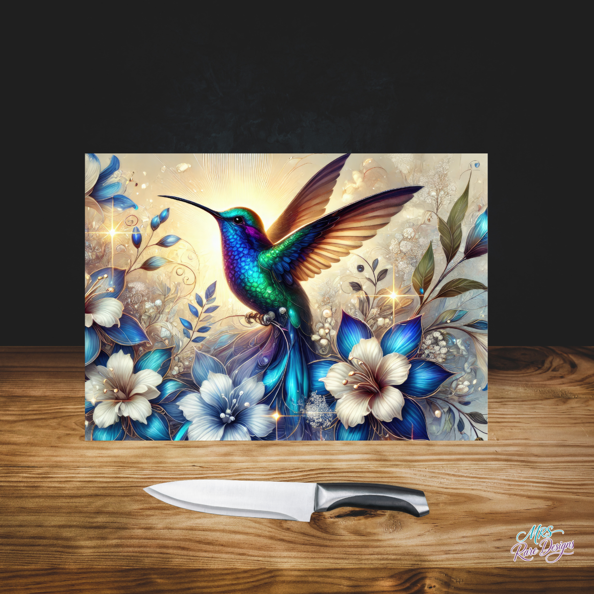 "Hummingbird's Grace" Glass Cutting Board