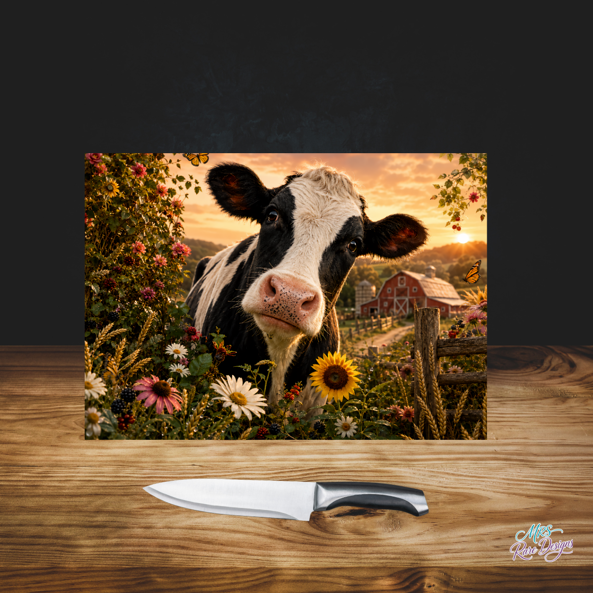 "Golden Pasture" 11x7.87" Glass Cutting Board