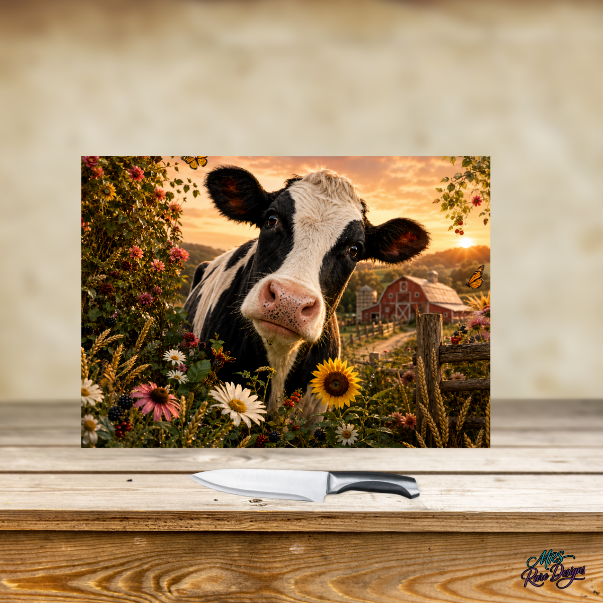 "Golden Pasture" 11x7.87" Glass Cutting Board