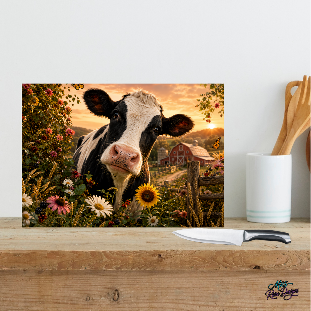 "Golden Pasture" 11x7.87" Glass Cutting Board
