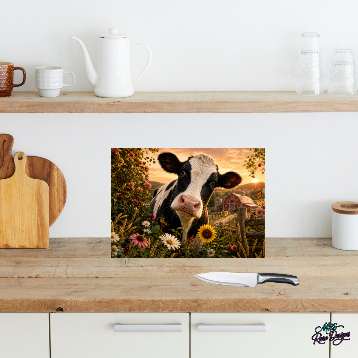 "Golden Pasture" 11x7.87" Glass Cutting Board