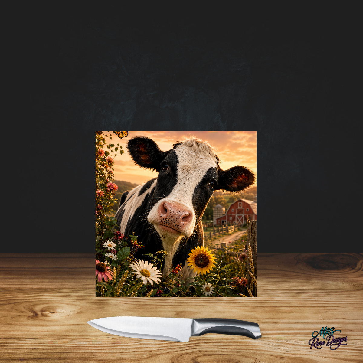 "Golden Pasture" 9" Glass Cutting Board