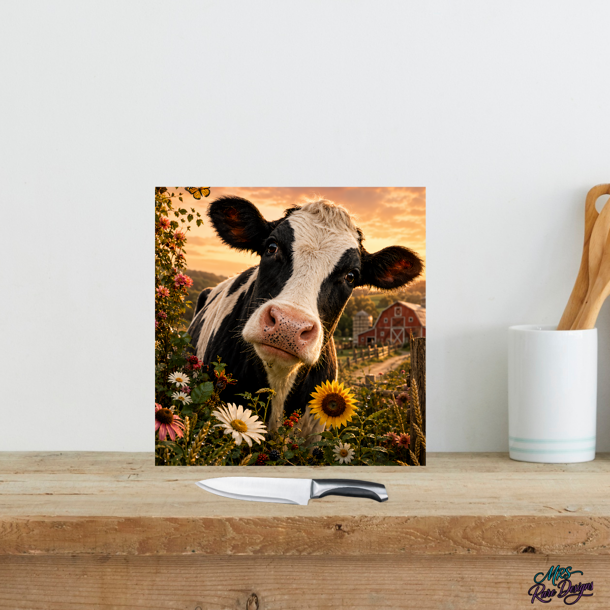 "Golden Pasture" 9" Glass Cutting Board