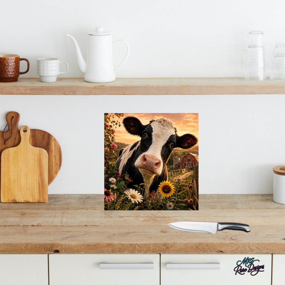 "Golden Pasture" 9" Glass Cutting Board