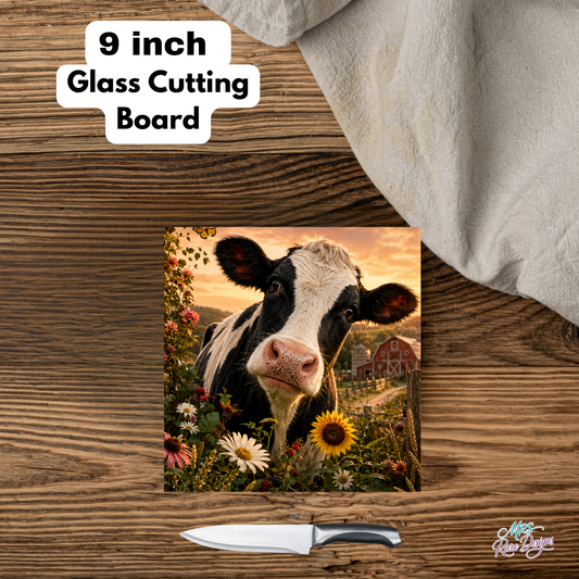 "Golden Pasture" 9" Glass Cutting Board
