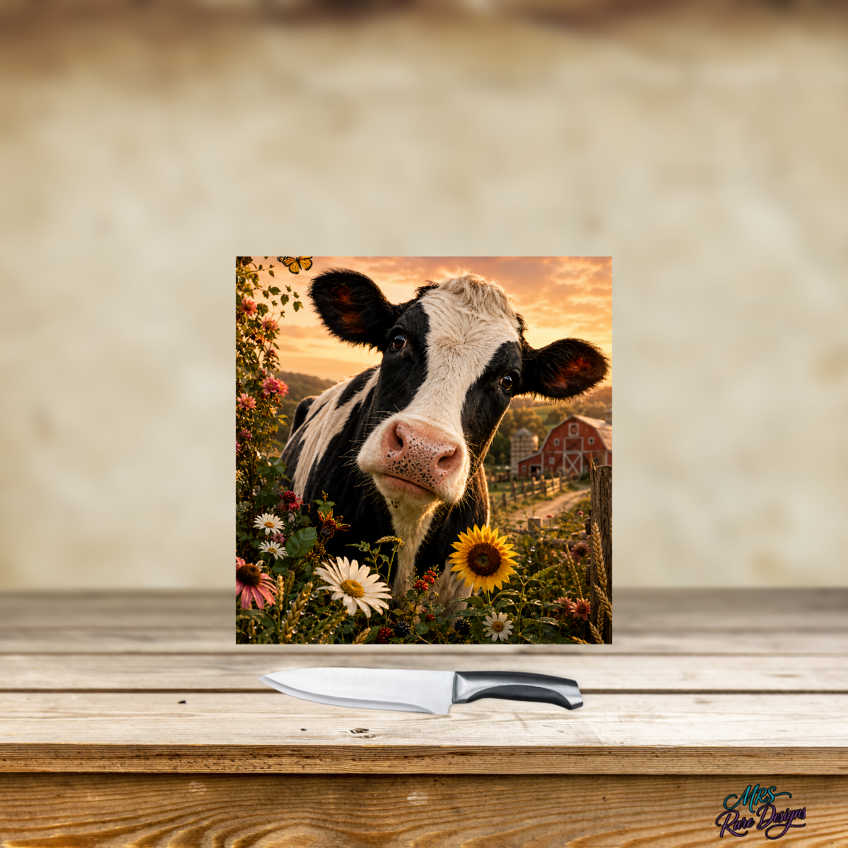 "Golden Pasture" 9" Glass Cutting Board