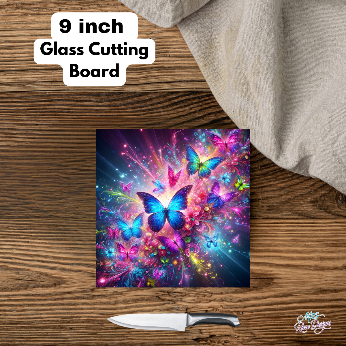 "Butterfly Nebula" Square Glass Cutting Board