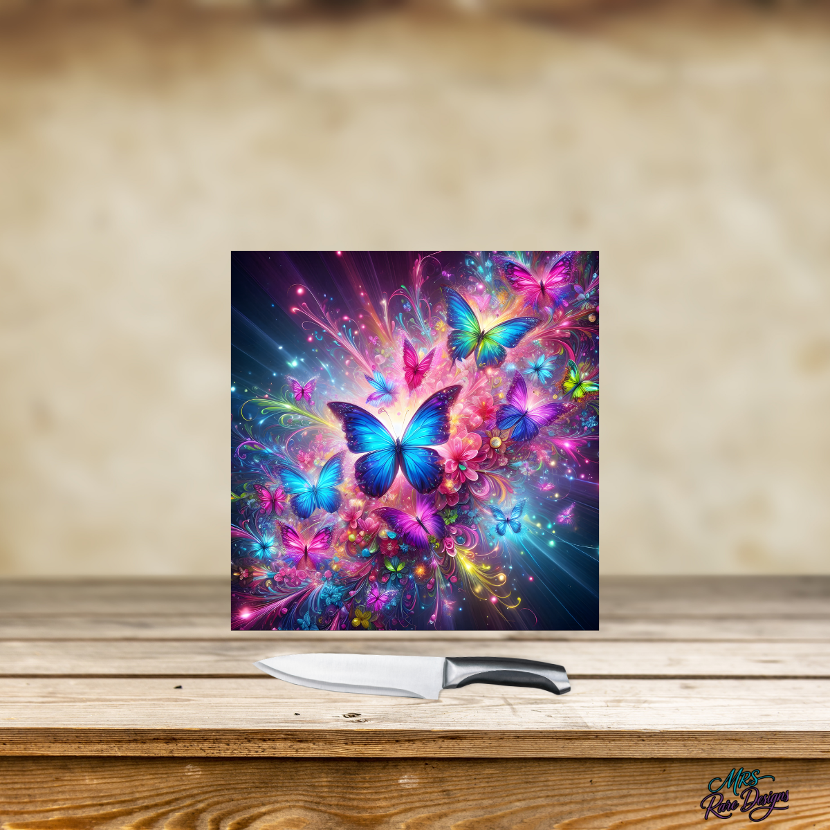 "Butterfly Nebula" Square Glass Cutting Board