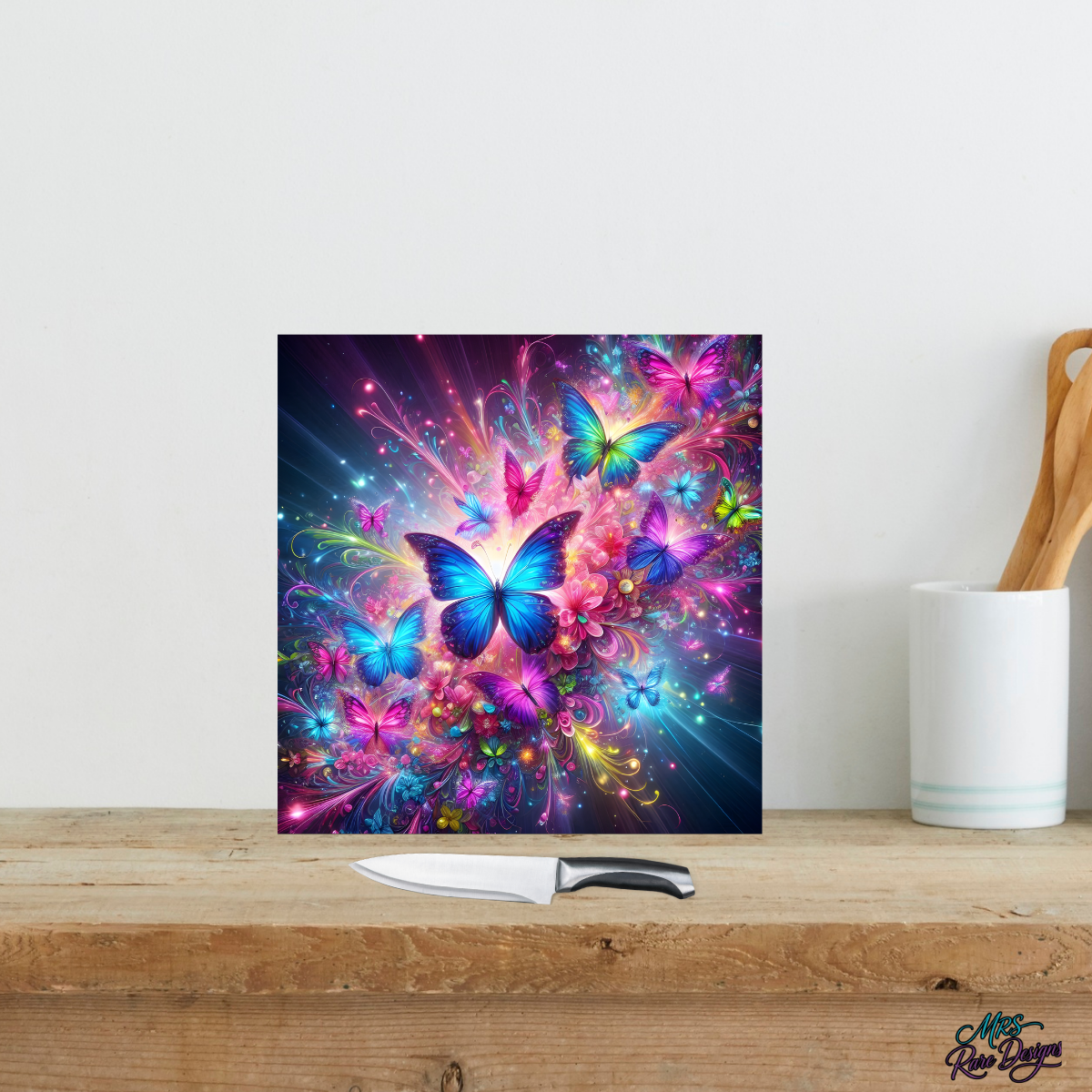 "Butterfly Nebula" Square Glass Cutting Board