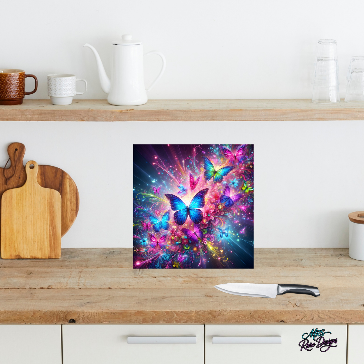 "Butterfly Nebula" Square Glass Cutting Board