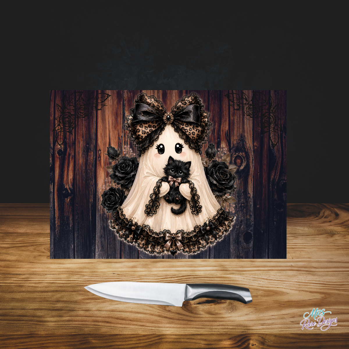 Boo & Her Familiar" Glass Cutting Board