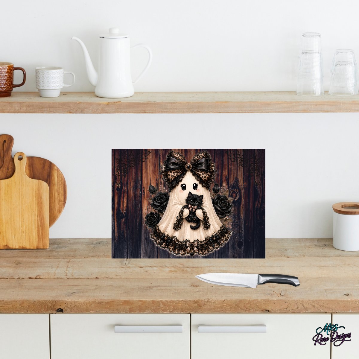 Boo & Her Familiar" Glass Cutting Board