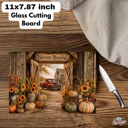 The 'Harvest Blessings' Vintage Barn Glass Cutting Board