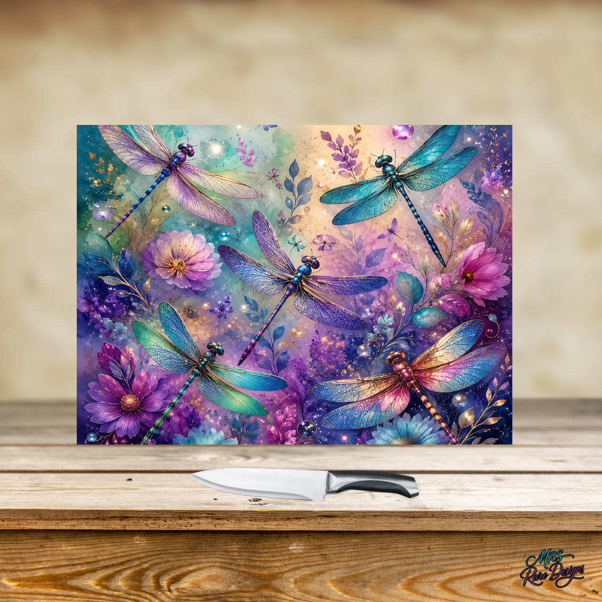 "Dragonfly Dreams" Glass Cutting & Serving Board (11" x 7.87")