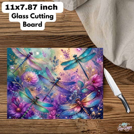 "Dragonfly Dreams" Glass Cutting & Serving Board (11" x 7.87")
