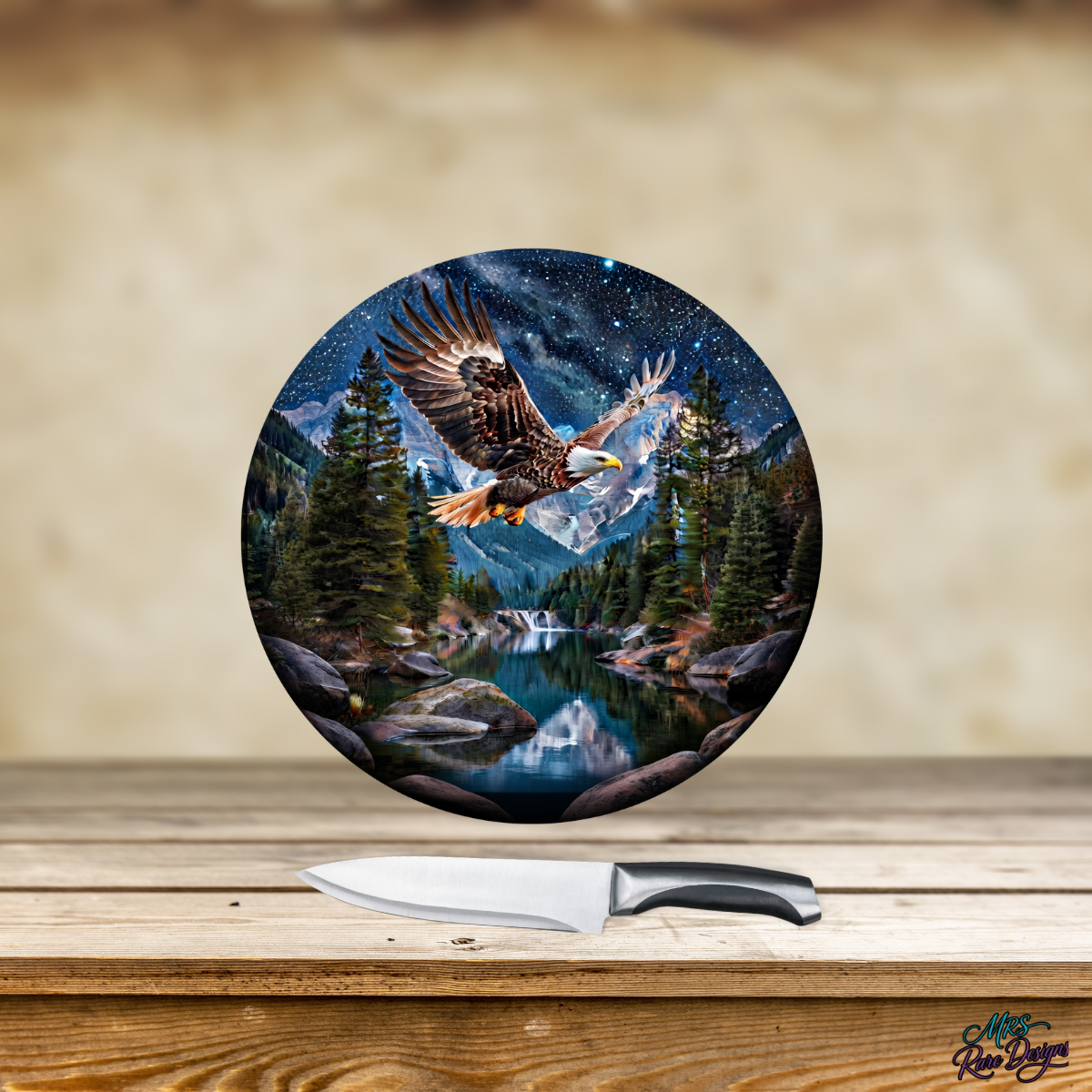 Wilderness Horizon Round Glass Cutting Board
