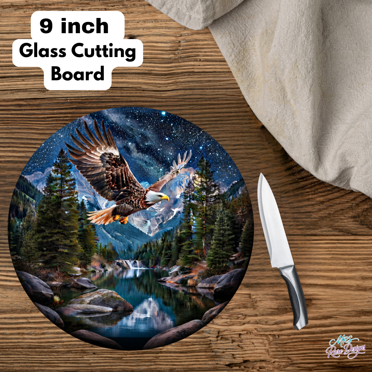 Wilderness Horizon Round Glass Cutting Board